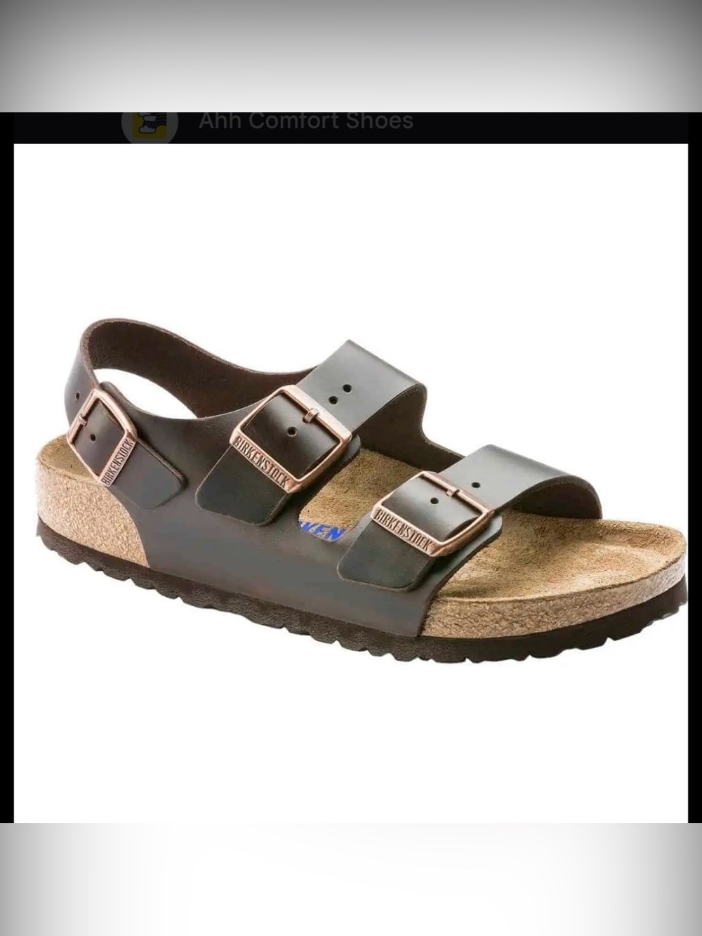 Birkenstock Milano Leather Two -Strap Slingback Sandal with Rose Gold Buckles